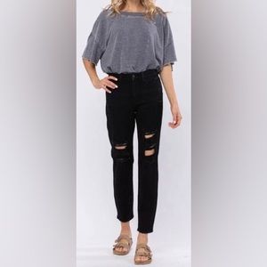 Judy Blue Black High Waist Destroyed Boyfriend Jeans
